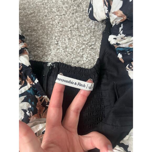 Abercrombie & Fitch Drama Puff Sleeve Ruched Mini Dress Floral Womens Size Small - Picture 6 of 12